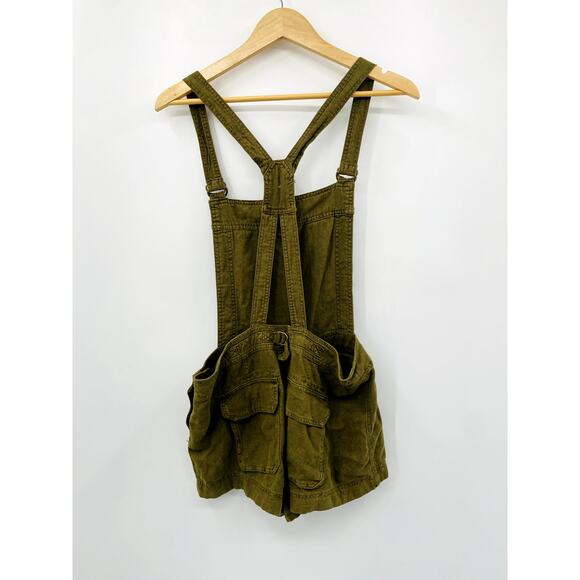 Free people green linen shortalls - Picture 3 of 6